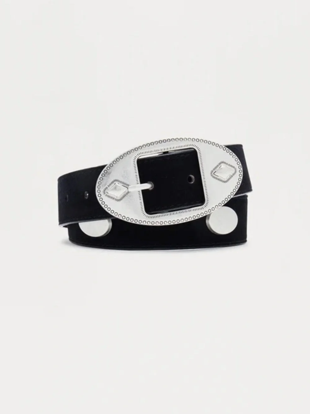 Round about Silver Buckle Faux Leather Belt NEW 🏷️